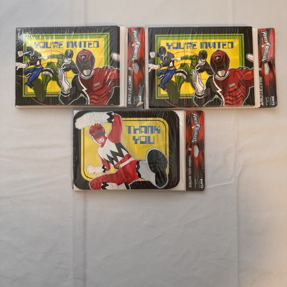 Vintage Power Rangers Birthday Party Invitations (16)‎ And Thank You Cards (8)